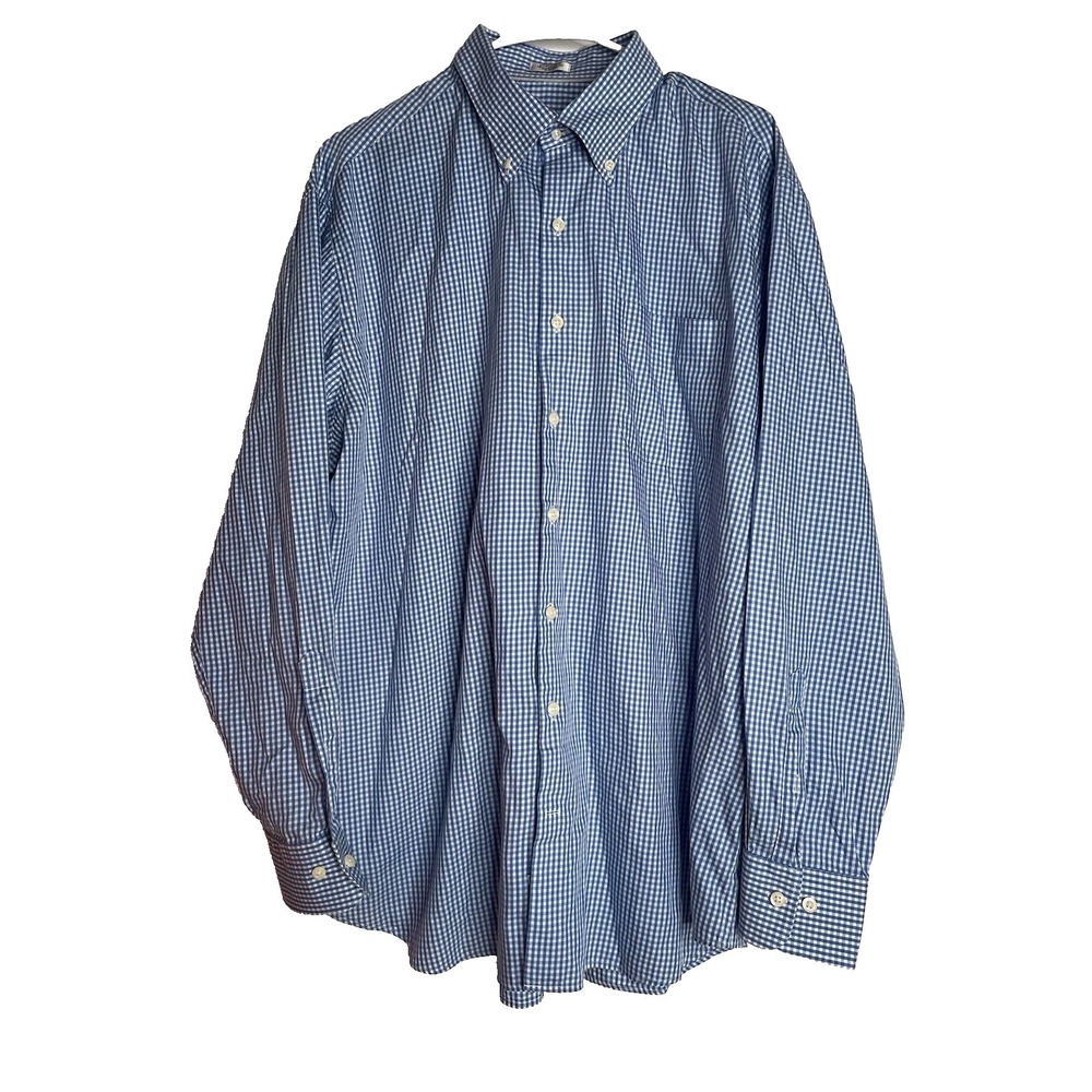 Peter Millar Shirt‎ Mens XL Buttondown Crown Soft Blue Check D2
